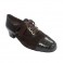 Combined suede and patent leather shoe Roldán in brown