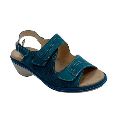 Sandals woman with velcro Lumel in blue