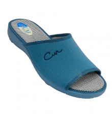 Woman shoe open toe and heel Calzamur in blue