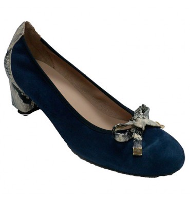 Woman shoe type heels and snake heel Roldán in navy blue