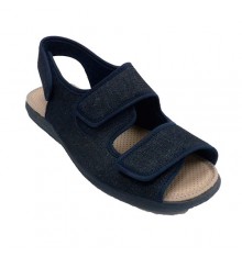 Open man slippers with 3 velcros very wide delicate feet Calzamur in blue