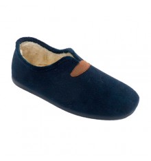 Men's closed slippers with wool lining Calzamur in navy blue