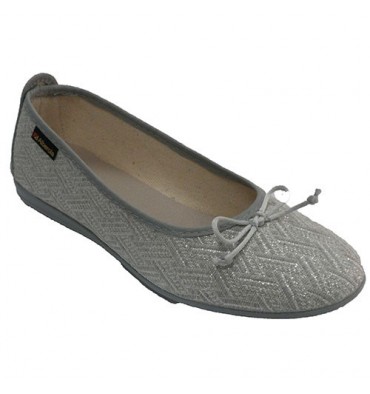 Zapatillas manoletinas mujer hilos de plata Alberola en gris