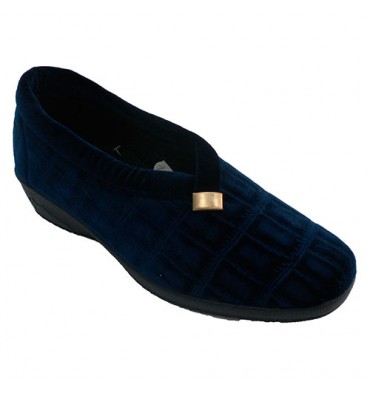 Woman closed sneaker with gold trim Alberola in navy blue