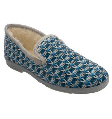 Sapatos de lã femininos fechados simulando malha Doctor Cutillas em Azul-marinho