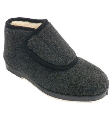 Velcro shoe for older woman cloth boot type Soca in gray