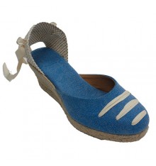 Sapatos femininos Valencia com fitas no forro de couro superior Miszapatillas em Azul