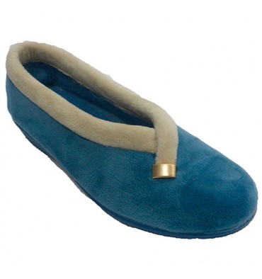 Slipper closed edge of another tone and gold trim on the side Nevada in navy blue