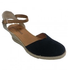 Women's hemp slippers open at the back Calzamur in navy blue