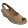 Women's open toe heel leather hemp wedge slippers Calzamur in golden