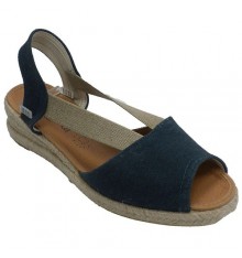 Women's hemp slippers open rubber instep Calzamur in blue