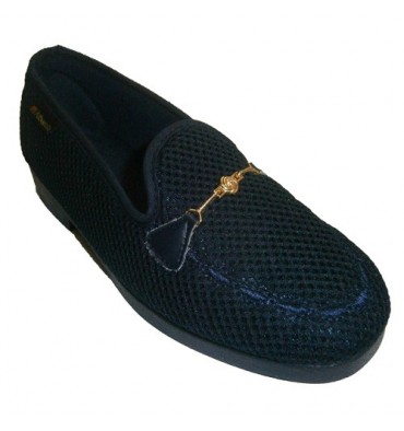 Slippers closed ornamental grille chain Alberola in navy blue