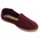 Hemp sandals herringbone fabric and rubber sole below Made in Spain in bordeaux