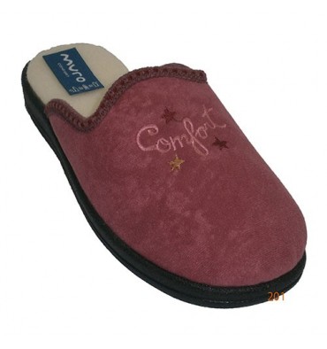 Flat flip flops lined with embroidered borriguito shovel Muro in pink