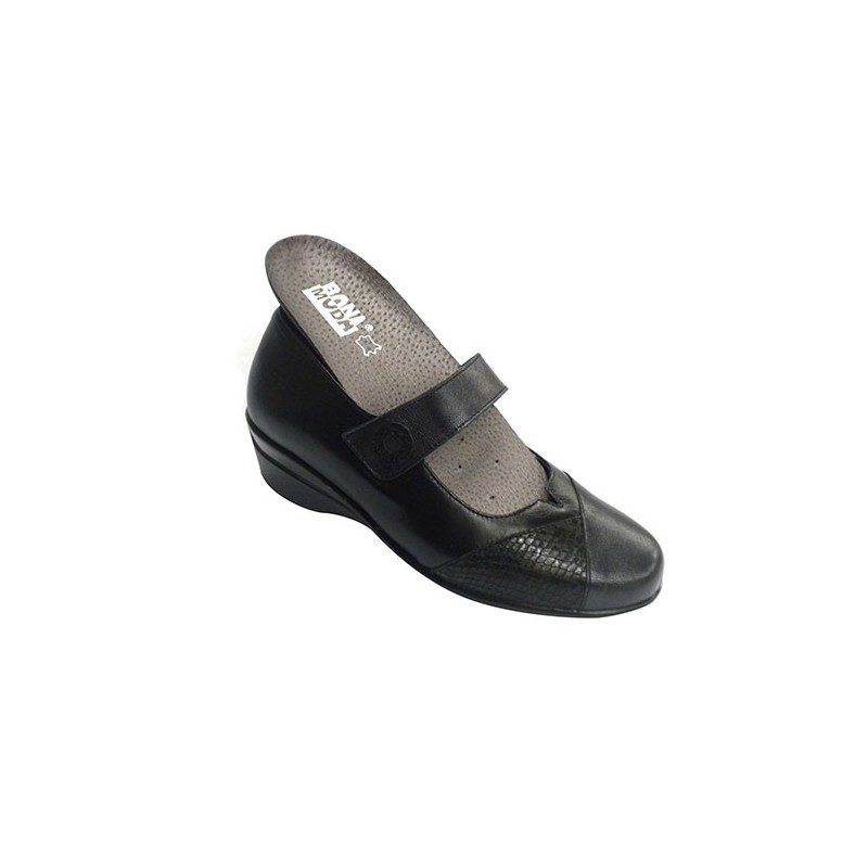 Zapato mujer merceditas con velcro especial plantillas Almazan negro online