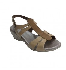 Woman sandal with central strip in another tone Clayan in light brown