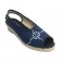 Open slipper woman with strip behind anchor motif shovel Ludiher in navy blue
